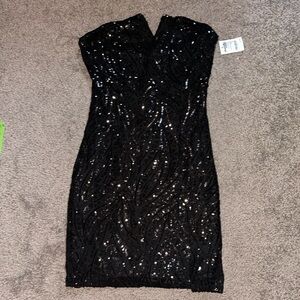 Charlotte Russe Black Sequin Strapless Dress